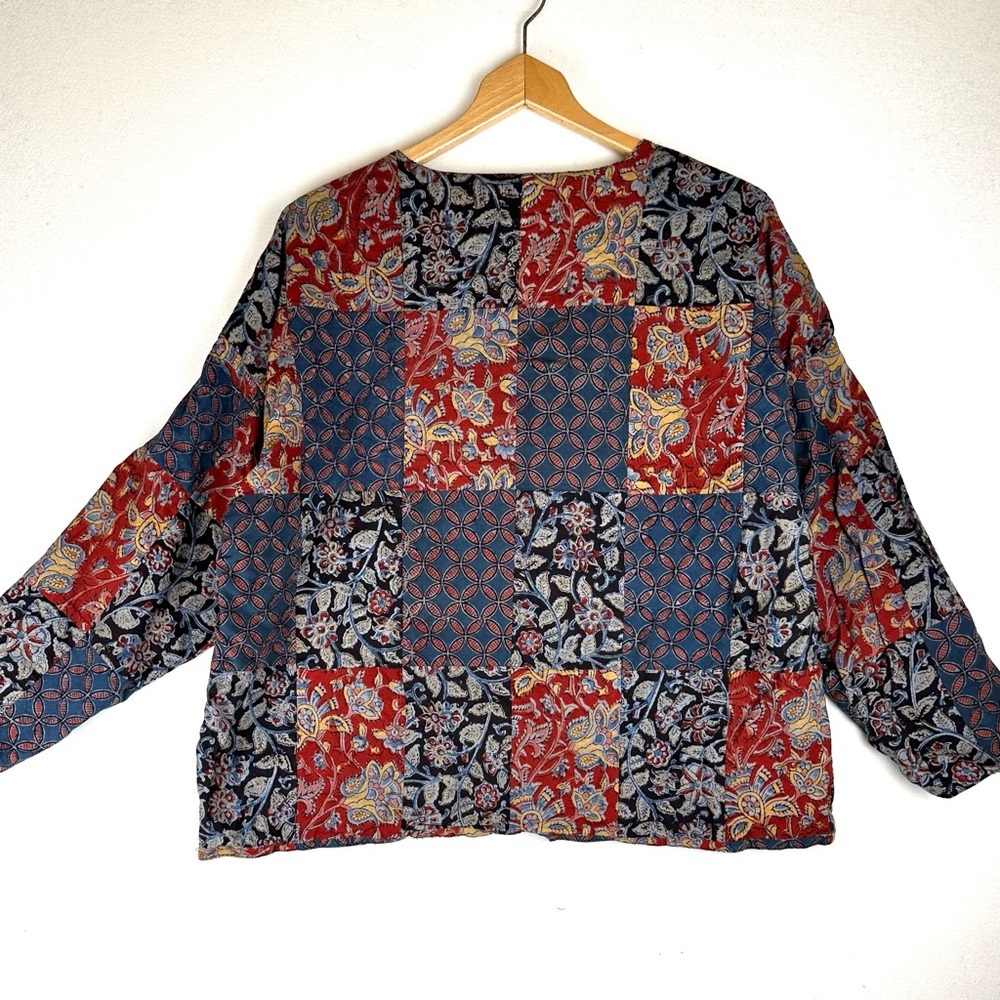 Reversible Button Up Patchwork‎ & Embroidered Jacket Lightweight Office - Picture 9 of 13